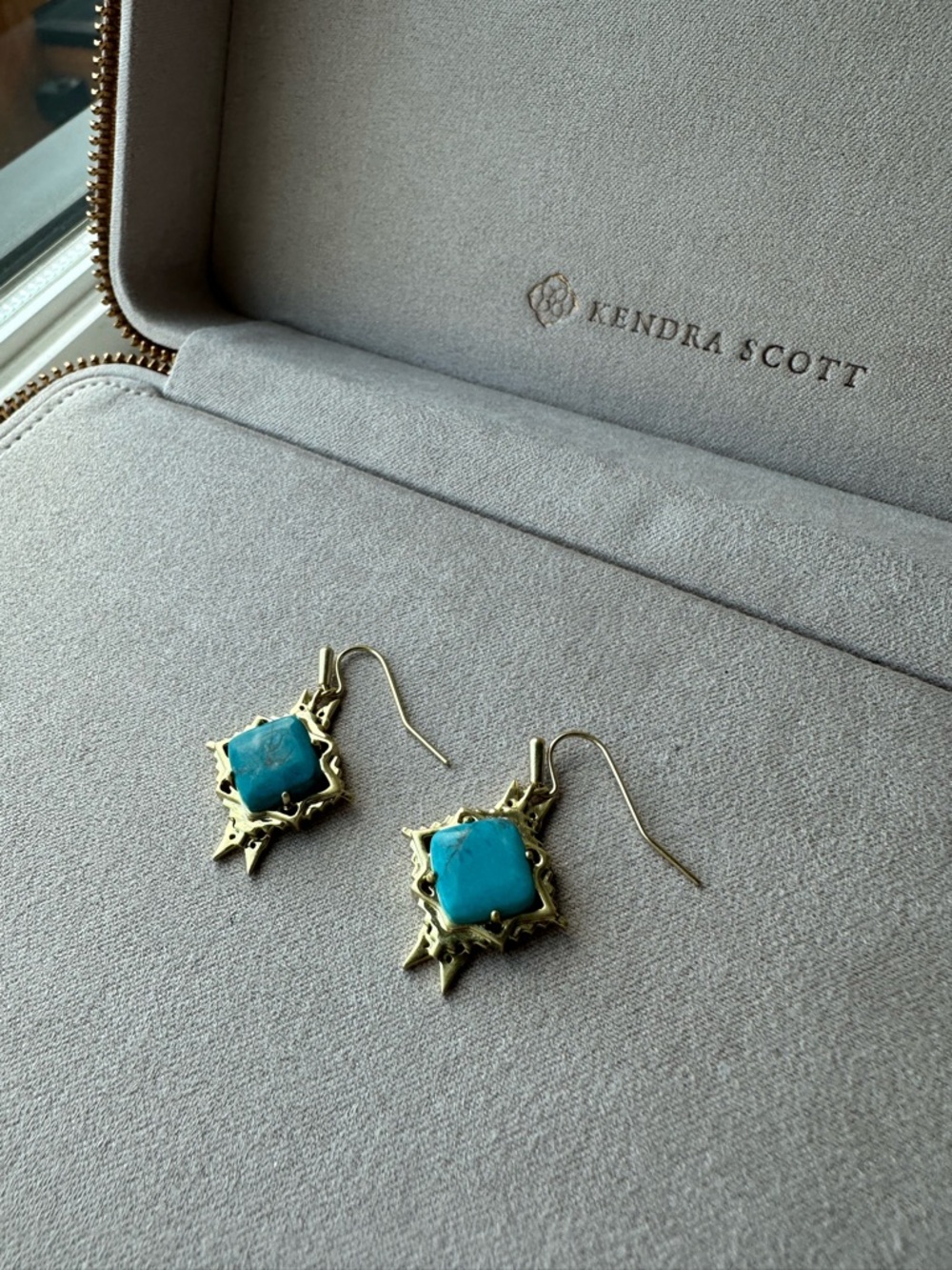 Kendra Scott Gold and Turquoise Drop Earrings